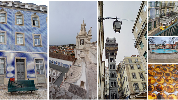 Lissabons schöne, historische Altstadt und Pastel di Nata