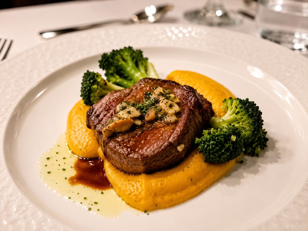 Rinderfilet mit Brokkoli und Püree